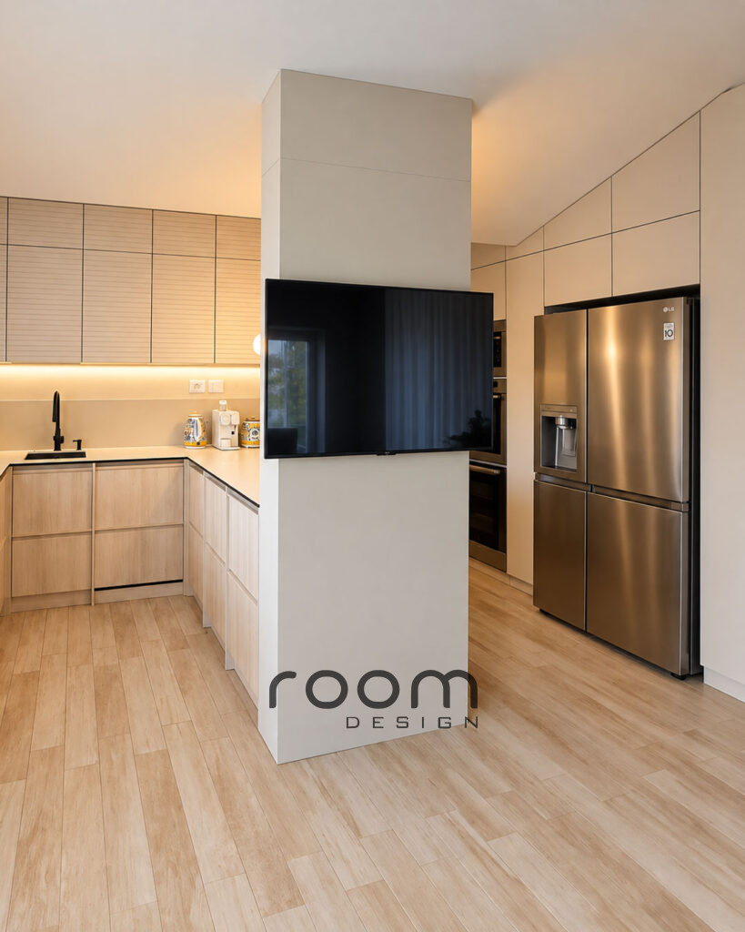Realizácia kuchyne a obývačky prímorského apartmánu